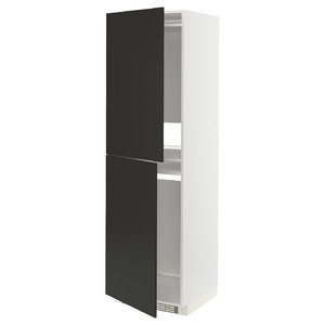 METOD High cabinet for fridge/freezer, white/Nickebo matt anthracite, 60x60x200 cm