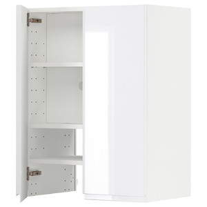 METOD Wall cb f extr hood w shlf/door, white/Voxtorp high-gloss/white, 60x80 cm