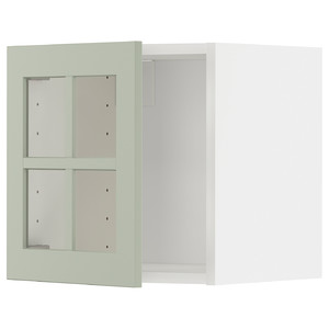 METOD Wall cabinet with glass door, white/Stensund light green, 40x40 cm