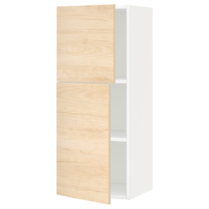 METOD Wall cabinet with shelves/2 doors, white/Askersund light ash effect, 40x100 cm