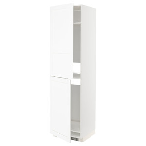 METOD High cabinet for fridge/freezer, white Enköping/white wood effect, 60x60x220 cm