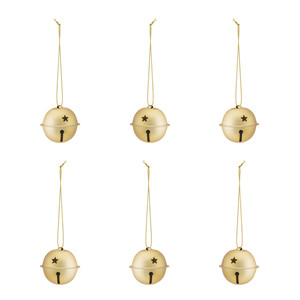 Christmas Hanging Decoration Jingle Bell 40mm 6pcs, metal, gold