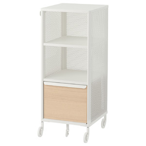 BEKANT Storage unit on castors, mesh white, 41x101 cm