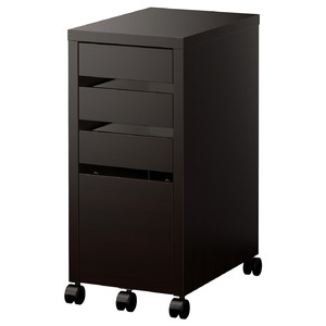 MICKE Drawer unit/drop file storage, black-brown, 35x75 cm