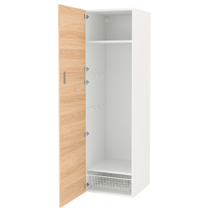 ENHET High cabinet storage combination, white/oak effect, 60x62x210 cm