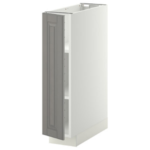 METOD Base cabinet with shelves, white/Bodbyn grey, 20x60 cm