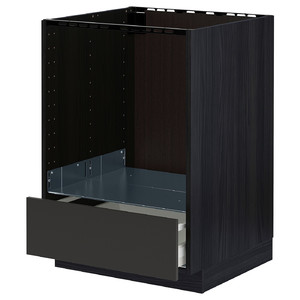 METOD / MAXIMERA Base cabinet for oven with drawer, black/Nickebo matt anthracite, 60x60 cm