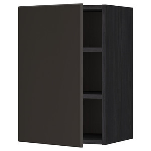 METOD Wall cabinet with shelves, black/Kungsbacka anthracite, 40x60 cm