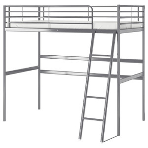 SVÄRTA Loft bed frame, silver, 90x200 cm