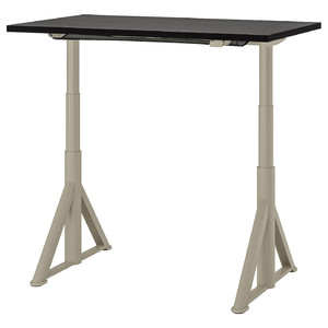 IDÅSEN Desk sit/stand, black/beige, 120x70 cm