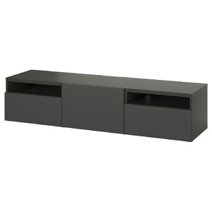 BESTÅ TV bench, dark grey/Lappviken dark grey, 180x42x39 cm