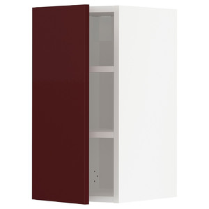 METOD Wall cabinet with shelves, white Kallarp/high-gloss dark red-brown, 30x60 cm