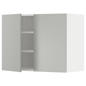 METOD Wall cabinet with shelves/2 doors, white/Havstorp light grey, 80x60 cm