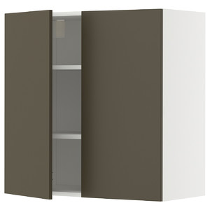 METOD Wall cabinet with shelves/2 doors, white/Havstorp brown-beige, 80x80 cm