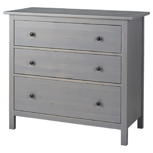 HEMNES Chest of 3 drawers, grey stained, 108x96 cm