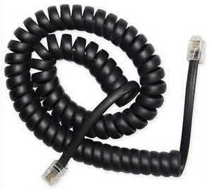 Spiral Telephone Cable RJ10/4P4C/2m, black