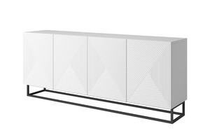 Four-Door Cabinet 200 cm Asha, metal legs, matt white