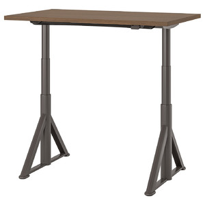 IDÅSEN Desk sit/stand, brown/dark grey, 120x70 cm