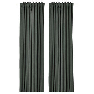 ROSENMANDEL Block-out curtains, 1 pair, dark green, 135x300 cm