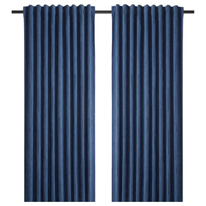 LAGEROLVON Room darkening curtains, 1 pair, blue, 145x300 cm