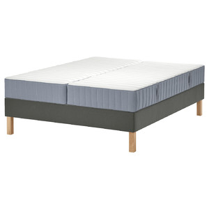 LYNGÖR Divan bed, Valevåg firm/medium firm/light blue dark grey, 180x200 cm