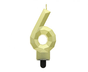 Birthday Candle 6 Diamond 7.6cm, gold