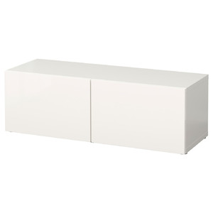 BESTÅ Shelf unit with doors, white, Selsviken high-gloss/white, 120x40x38 cm