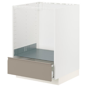 METOD / MAXIMERA Base cabinet for oven with drawer, white/Upplöv matt dark beige, 60x60 cm