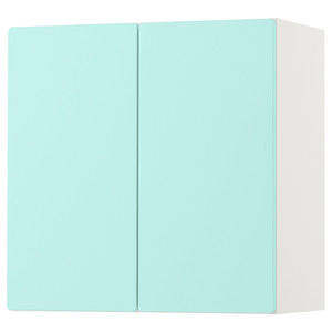 SMÅSTAD Wall cabinet, white pale turquoise, with 1 shelf, 60x30x60 cm