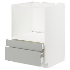 METOD / MAXIMERA Base cabinet f combi micro/drawers, white/Havstorp light grey, 60x60 cm