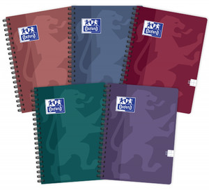Spiral Notebook A4 100 Sheets Squared Oxford Touch Trend 5pcs, assorted colours