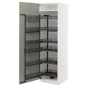 METOD High cabinet with pull-out larder, white/Stensund light green, 60x60x200 cm