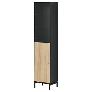 BOASTAD High cabinet, black/oak veneer, 41x185 cm