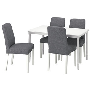 DANDERYD / BERGMUND Table and 4 chairs, white/Gunnared medium grey, 130 cm