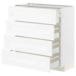 METOD / MAXIMERA Base cab 4 frnts/4 drawers, white Enköping/white wood effect, 80x37 cm