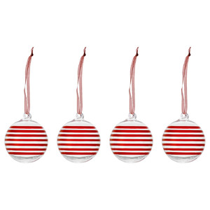 VINTERFINT Tree ornament, bauble clear glass/red, 6 cm