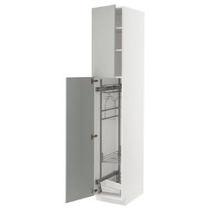 METOD High cabinet with cleaning interior, white/Havstorp light grey, 40x60x220 cm