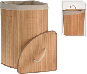 Corner Laundry Basket, bamboo, natural, light