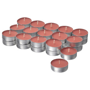 ROSENSLÅN Scented tealight, amber & rose/red/brown, 3.5 hr, 30 pack