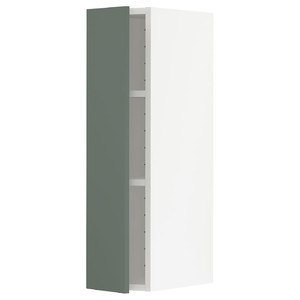 METOD Wall cabinet with shelves, white/Bodarp grey-green, 20x80 cm