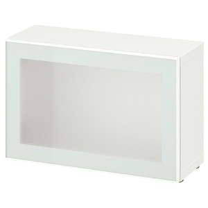BESTÅ Shelf unit with glass door, white Glassvik/white/light green frosted glass, 60x22x38 cm