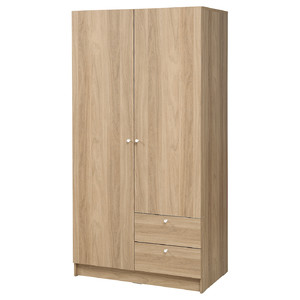 VILHATTEN Wardrobe with 2 doors and 2 drawers, oak effect