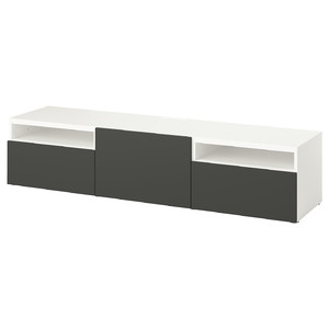 BESTÅ TV bench with drawers and door, white/Lappviken dark grey, 180x42x39 cm