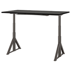 IDÅSEN Desk sit/stand, black/dark grey, 160x80 cm