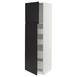 METOD / MAXIMERA Hi cab w 2 doors/4 drawers, white/Upplöv matt anthracite, 60x60x200 cm