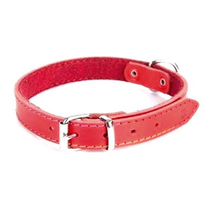 Dingo Leather Dog Collar 1.8x50cm, red