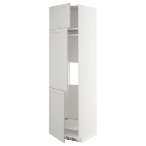 METOD High cab f fridge/freezer w 3 doors, white/Lerhyttan light grey, 60x60x220 cm