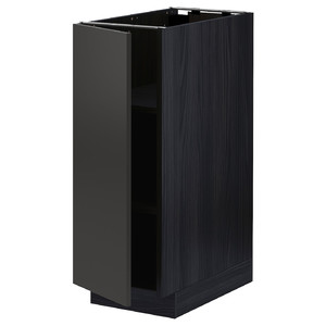 METOD Base cabinet with shelves, black/Nickebo matt anthracite, 30x60 cm