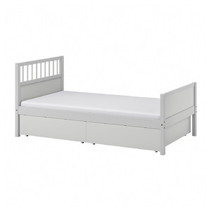 SMYGA Bed frame with storage, light grey, 90x200 cm