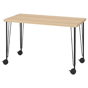 LAGKAPTEN / KRILLE Desk, white stained oak effect/black, 120x60 cm